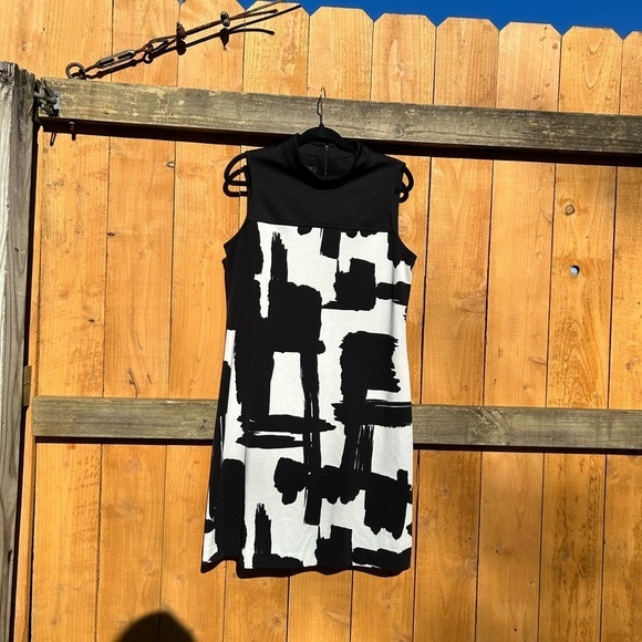 Donna Morgan Black white Dress vintage size 12 abstract retro spring summer - Picture 4 of 8